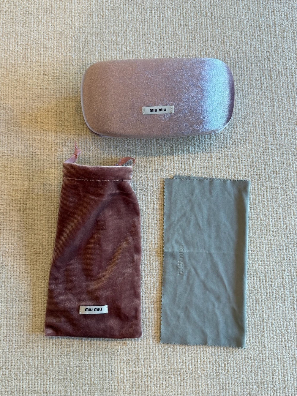 Miu Miu Pink Velvet Sunglasses Case and Pouch (plus cleaning cloth)